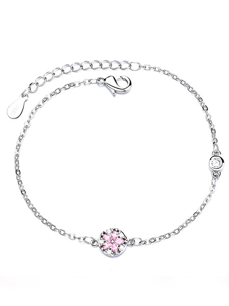 White Gold Plated Flower Crystal Bracelet