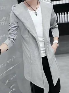 Grey Plus Size Slim Long Hooded Located Printing Long Sleeve Men Hoodies for Casual