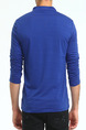 Blue Plus Size Slim V Neck Drawstrings Band Long Sleeve Men Tshirt for Casual Sports