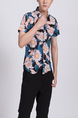 Colorful Collared Button Down Floral Men Shirt for Casual Party Beach