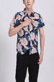 Colorful Collared Button Down Floral Men Shirt for Casual Party Beach