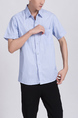 Blue Chest Pocket Button Down Collared Men Shirt for Casual Party Office