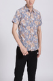 Gray Colorful Button Down Collar Plus Size Floral Men Shirt for Casual Party