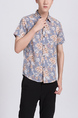 Gray Colorful Button Down Collar Plus Size Floral Men Shirt for Casual Party