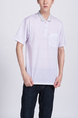 White Collared Chest Pocket Polo Men Shirt for Casual Party Office