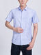 Blue Button Down Collared Chest Pocket Plus Size Men Shirt for Casual Party Office