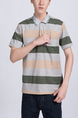 Colorful Striped Collared Chest Pocket Polo Men Shirt for Casual Party Office