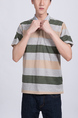 Colorful Striped Collared Chest Pocket Polo Men Shirt for Casual Party Office