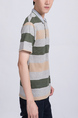 Colorful Striped Collared Chest Pocket Polo Men Shirt for Casual Party Office