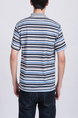 Colorful Striped Collared Chest Pocket Polo Men Shirt for Casual Party Office