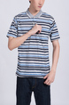 Colorful Striped Collared Chest Pocket Polo Men Shirt for Casual Party Office