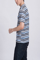 Colorful Striped Collared Chest Pocket Polo Men Shirt for Casual Party Office