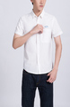 White Chest Pocket Plus Size Collared Button Down Men Shirt for Casual Party Office