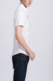 White Chest Pocket Plus Size Collared Button Down Men Shirt for Casual Party Office