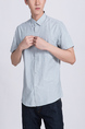 Gray Button Down Collared Chest Pocket Plus Size Men Shirt for Casual Party Office