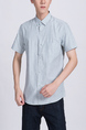 Gray Button Down Collared Chest Pocket Plus Size Men Shirt for Casual Party Office