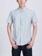 Gray Button Down Collared Chest Pocket Plus Size Men Shirt for Casual Party Office