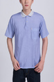 Blue Collared Chest Pocket Polo Plus Size Men Shirt for Casual Party Office