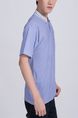 Blue Collared Chest Pocket Polo Plus Size Men Shirt for Casual Party Office