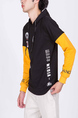 Black and Yellow Long Sleeve Drawstring Men Hoodie for Casual