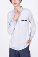 Gray Long Sleeves Chest Pocket Polo Men Shirt for Casual