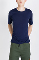 Blue Round Neck Tee Plus Size Men Shirt for Casual Party