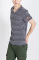 Gray Knitted V Neck Tee Plus Size Men Shirt for Casual Party