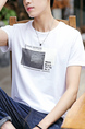 White Slim Linking Letter Pattern Men Shirt for Casual