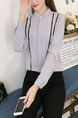 Grey and  Black Slim Contrast Linking Two-Piece Stand Collar Plus Size Long Sleeve Jumpsuit for Casual Office