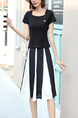 Black and White Two Piece Plus Size Knee Length Jumpsuit for Casual Party