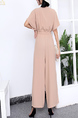 Pink Wide Leg Pants Plain V Neck Jumpsuit for Party Evening Cocktail