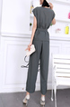 Gray Two Piece Button Down Ribbon Pants Jumpsuit for Party Evening Cocktail