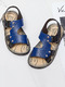 Blue and Black Leather Comfort Boy Shoes for Casual Beach 
