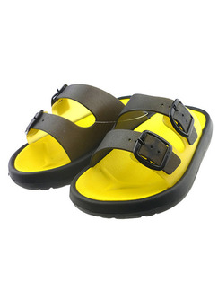 Yellow and Black PVC Comfort Slide Buckle Boy Shoes for Casual