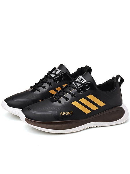 Black Leather Round Toe Platform All-match Sports and Leisure Casual Fashion Shoes