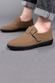 Brown Leather Round Toe Platform Breathable Soft Sole Leather