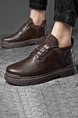 Brown Leather Round Toe Platform Thick Bottom Leather Shoes