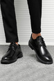 Black Patent Leather Round Toe Platform Breathable Work Shoes