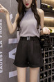 Black High Waist Wide-Leg One Quarter Shorts for Casual Party