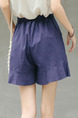 Blue Ruffle Wide-Leg Adjustable Waist One Quarter Shorts for Casual