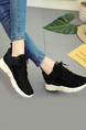 Black Mesh Round Toe Platform Lace Up Rubber Shoes