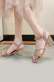 Pink Leather Open Toe Platform Ankle Strap Chunky Heels