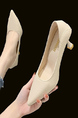 Beige Leather Pointed Toe Platform Stiletto Heels