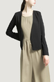 Black V Neck Suit Pocket Cardigan Zipped Chiffon Linking Long Sleeves Top for Casual Party Evening Office