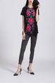 Black Colorful Blouse Lace Floral Top for Casual Party Office