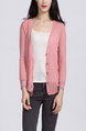 Pink Button Down Long Sleeve Top for Casual Office Party