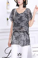 Black and White Round Neck Blouse Lace Top for Casual Party Office