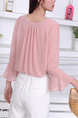 Pink Long Sleeve Blouse Plus Size Top for Casual Party Office Evening