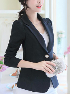 Black Slim Plus Size Lapel Suit Coat for Office Evening