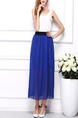 Blue Chiffon Loose Adjustable Waist Double Layer See-Through Skirt for Casual Party